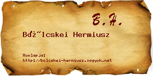 Bölcskei Hermiusz névjegykártya